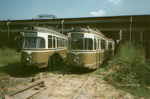 Dortmunder Tw 303+89 Gleis 2 und 3 am 3.8.1997 Foto:B.Esser,HA